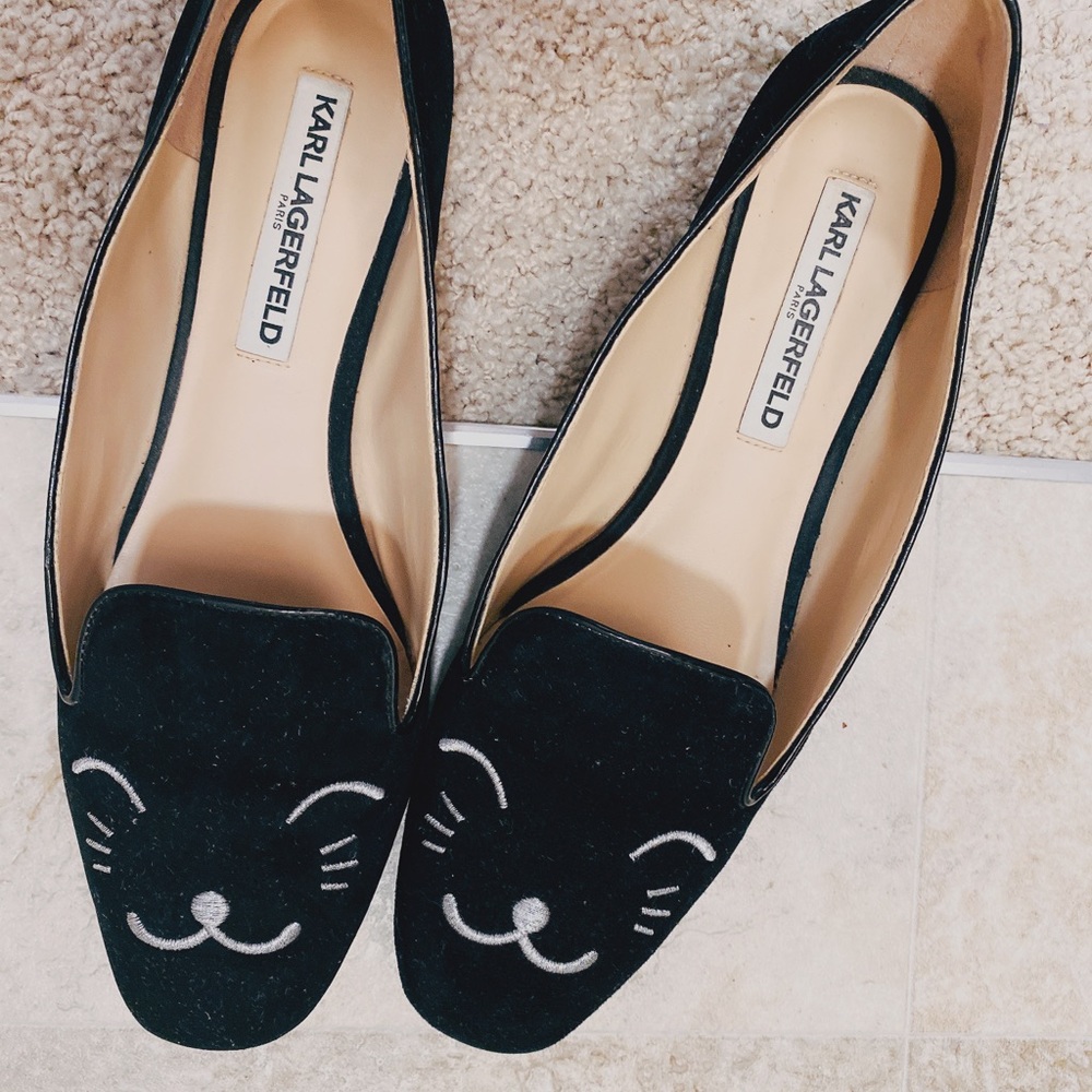 Karl Lagerfeld kitty flat, black suede, 40